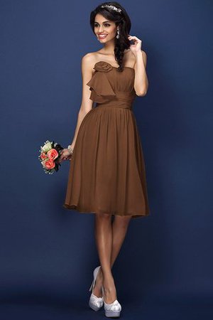 Drapiertes Natürliche Taile Plissiertes Brautjungfernkleid aus Chiffon ohne Ärmeln - Bild 4