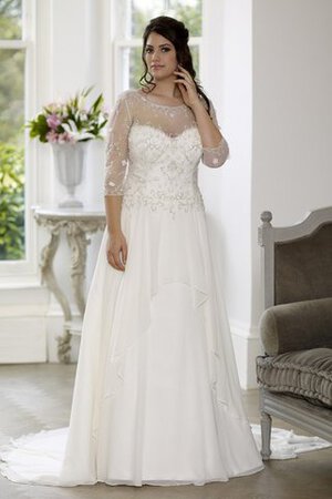 Robe de mariée romantique delicat cordon avec manche 3/4 en chiffon - Photo 1