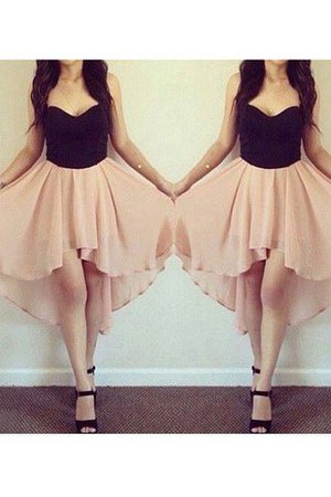 Ärmelloses Normale Taille A-Linie Herz-Ausschnitt Mini Abiballkleid - Bild 1