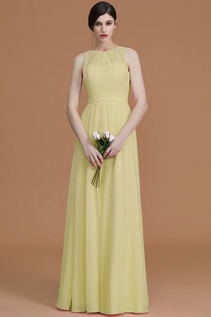 Gerüschtes Natürliche Taile Reißverschluss Bodenlanges Brautjungfernkleid aus Chiffon - Bild 13