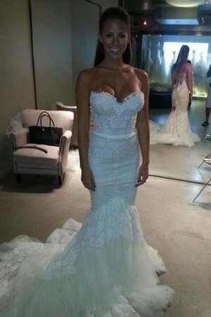 Vestido de Novia de Corte Sirena de Espalda Descubierta de Escote Corazón de Apliques - Foto 1