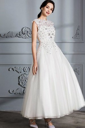Duchesse-Linie Schaufel-Ausschnitt Seeküste Tüll Wadenlanges Brautkleid - Bild 4