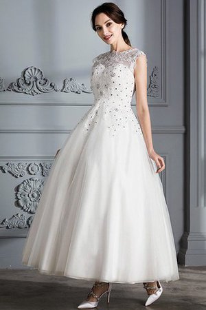 Duchesse-Linie Schaufel-Ausschnitt Seeküste Tüll Wadenlanges Brautkleid - Bild 6