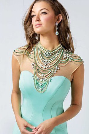 Hoher Kragen Ärmelloses Satin bodenlanges langes Ballkleid mit Perlen - Bild 3
