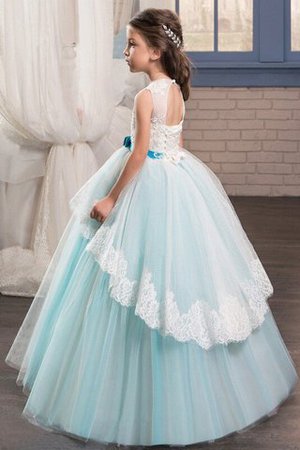 Robe de cortège enfant naturel avec fleurs col ras du cou de mode de bal avec ruban - Photo 2