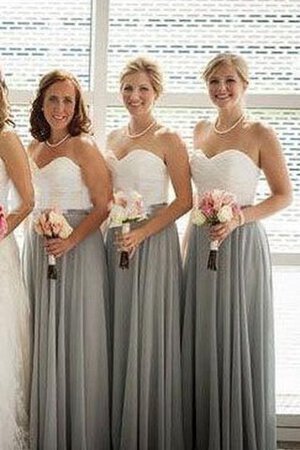 Plissiertes A-Line hoch niedrig Empire Taille bodenlanges Brautjungfernkleid - Bild 1