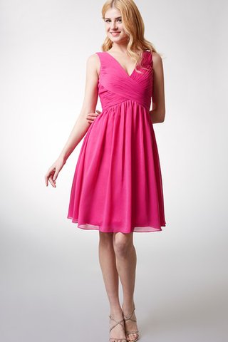 Robe demoiselle d'honneur plissage avec sans manches ruché ligne a avec zip - Photo 1