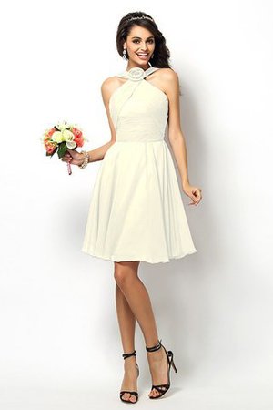 Robe demoiselle d'honneur naturel bref de col haut ligne a de princesse - Photo 16