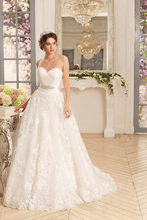 Robe de mariée longue mode de col en cœur appliques epaule nue - Photo 3
