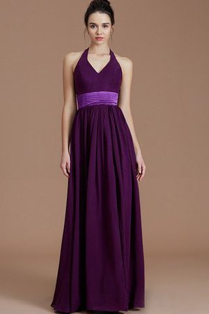 Normale Taille A-Line Ärmelloses Bodenlanges Brautjungfernkleid aus Chiffon - Bild 5