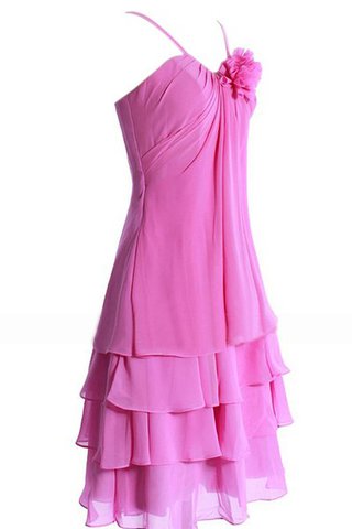 Ärmelloses A-Linie Chiffon mini Brautjungfernkleid mit Blume - Bild 2