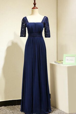 Rückenfreies halbe Ärmeln natürliche Taile A-Line plissiertes langes Brautjungfernkleid - Bild 1