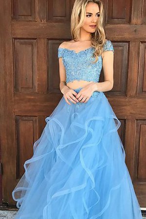 Robe de soirée fermeutre eclair 2 pice appliques d'epaule ajourée de princesse - Photo 2