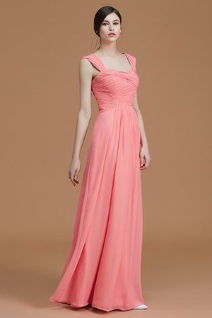 Robe demoiselle d'honneur naturel avec sans manches en chiffon a-ligne ruché - Photo 6