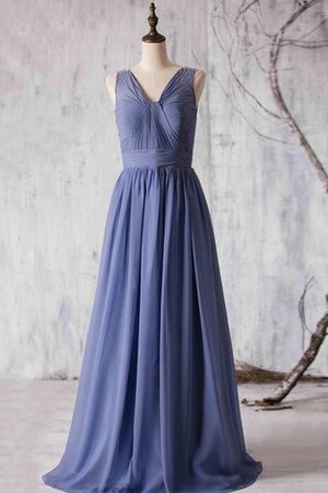 A-Line V-Ausschnitt Reißverschluss langes bodenlanges Brautjungfernkleid - Bild 1