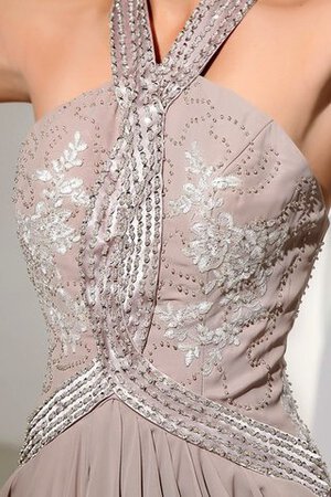 Abito da Sera in Chiffon con Applique Senza Maniche Lungo con Perline - Foto 7