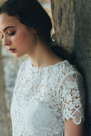 Kurze Ärmeln Glamourös Kurzes Brautkleid mit Bordüre mit Juwel Ausschnitt - Bild 5