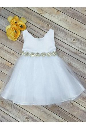 Tüll plissiertes a linie wadenlanges Blumenmädchenkleid mit Empire Taille - Bild 3