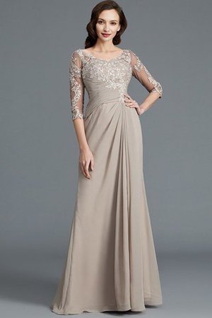 A-Line Normale Taille Chiffon Bodenlanges Brautmutterkleid mit Halben Ärmeln - Bild 3