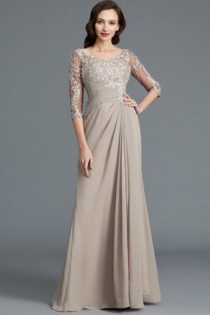 Robe mère de mariée encolure ronde en chiffon avec manche 1/2 jusqu'au sol a-ligne - Photo 3