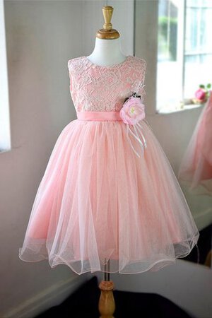 Tüll Ärmelloses knöchellanges Blumenmädchenkleid mit Gürtel mit Schmetterlingsknoten - Bild 1