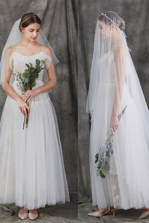 Robe de mariée bretelles spaghetti ceinture en étoffe charmant en dentelle longue - Photo 2