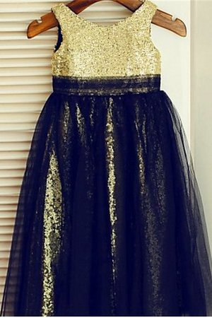 Robe de cortège enfant en tulle encolure ronde avec fleurs avec zip ligne a - Photo 2