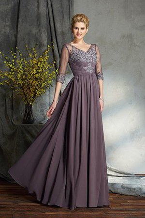 Robe mère de mariée naturel a-ligne v encolure longueur au ras du sol de princesse - Photo 4