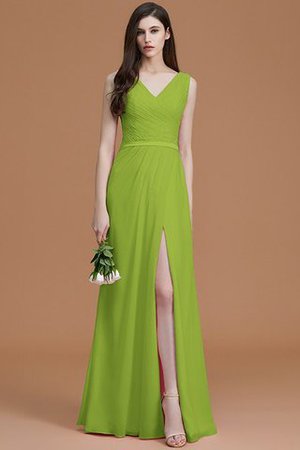 Normale Taille Gerüschtes Prinzessin Bodenlanges Brautjungfernkleid ohne Ärmeln - Bild 20