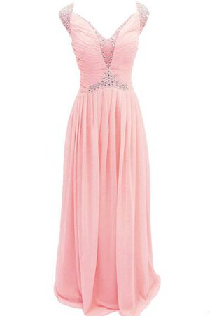 Paillettenbesetztes Chiffon A-Linie plissiertes bodenlanges Brautjungfernkleid - Bild 2