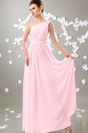 Abito da Damigella Alla Caviglia A-Line in Chiffon Senza Maniche monospalla A Terra - Foto 4