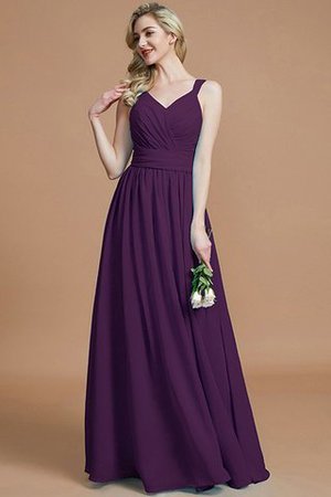 Ärmelloses Prinzessin A-Line Bodenlanges Brautjungfernkleid mit V-Ausschnitt - Bild 19