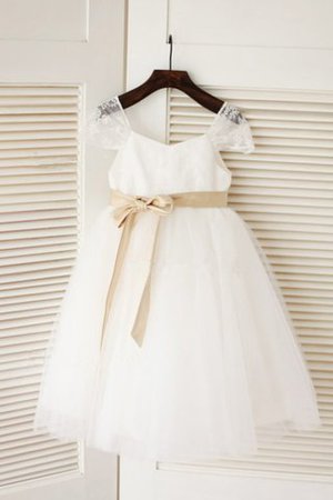 Robe de cortège enfant longue naturel de mode de bal textile en tulle jusqu'au sol - Photo 1