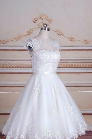 Robe de mariée facile avec manche épeules enveloppants avec ruban ligne a trou de serrure - Photo 3