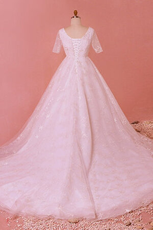 Robe de mariée a-ligne charme en grandes tailles avec lacets naturel - Photo 4