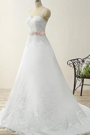 A linie Sweep Zug bodenlanges langes Brautkleid mit Herz-Ausschnitt mit Perlen - Bild 5