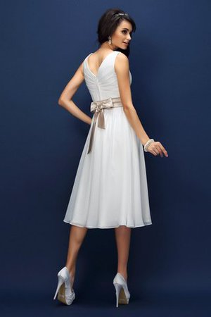 Robe demoiselle d'honneur bref naturel avec ruban avec fronce avec zip - Photo 2