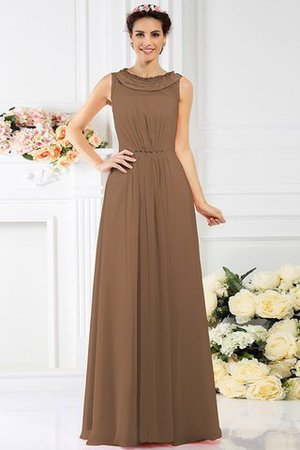 Boot-Ausschnitt Chiffon Reißverschluss Prinzessin Bodenlanges Brautjungfernkleid - Bild 3