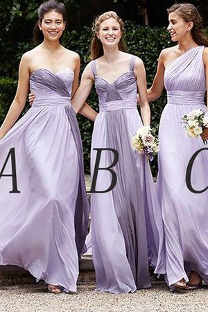Ärmelloses A-Linie Prinzessin Normale Taille Chiffon Brautjungfernkleid - Bild 1