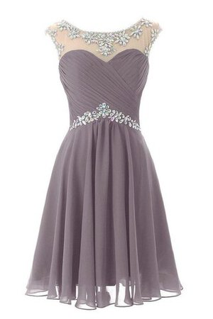 Gerüschtes A-Linie Chiffon informelles Abiballkleid mit kurzen Ärmeln mit gekappten Ärmeln - Bild 1