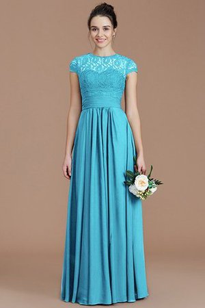 Robe demoiselle d'honneur naturel jusqu'au sol avec chiffon de princesse a-ligne - Photo 10