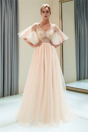 Bezaubernd Halbe Ärmeln Normale Taille Extravagantes Formelles Ballkleid - Bild 2