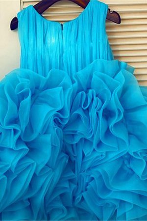 Ärmellos Organza Duchesse-Linie Wadenlanges Blumenmädchenkleid mit Schichtungen - Bild 7