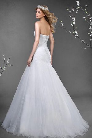 Abito da Sposa in Tulle Senza Maniche Allacciato con Perline Lungo con Criss-cross - Foto 4