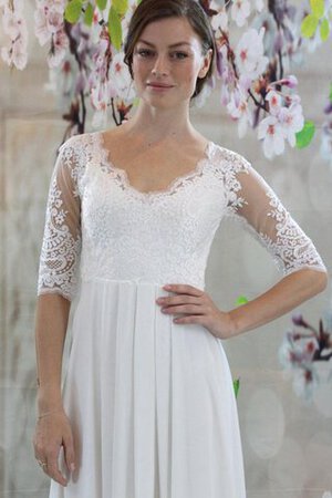 Sencillo Vestido de Novia de La mitad de manga de Escote en V - Foto 3