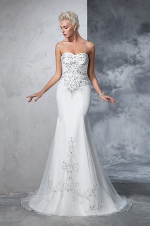 Herz-Ausschnitt Normale Taille Anständiges Extravagantes Brautkleid aus Satin - Bild 3