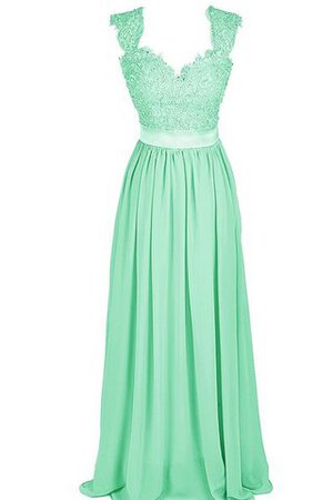 Robe demoiselle d'honneur naturel jusqu'au sol appliques a-ligne dos nu - Photo 1