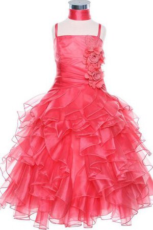 Ärmellos A-Linie bodenlanges knöchellanges Blumenmädchenkleid mit Rüschen - Bild 1
