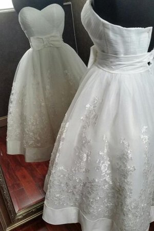 A-Linie Beach Stil gerüschtes Reißverschluss Ärmellos wadenlanges Brautkleid - Bild 2
