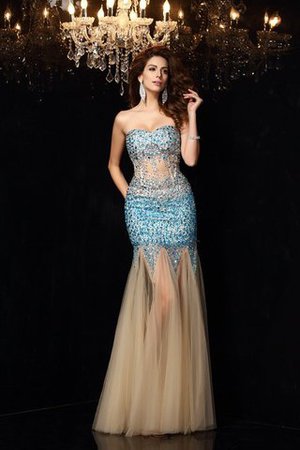 Enganliegendes Herz-Ausschnitt Ewiges Perlenbesetztes Ärmellos Abendkleid - Bild 1
